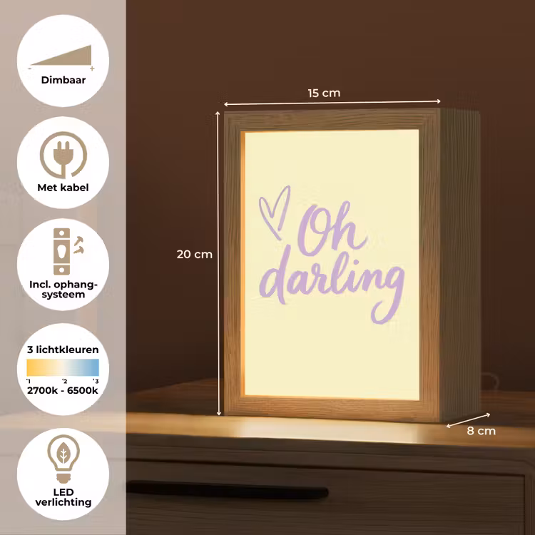 Oh darling - Geel - Hart Light Box met kabel (Tafellamp) klein -USP_NL