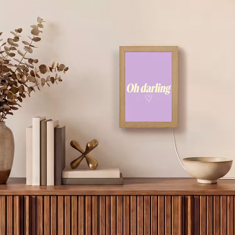 Oh darling - Hart - Paars Light Box met kabel (Tafellamp) klein -sfeer2
