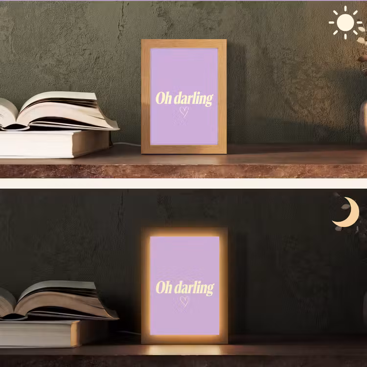 Oh darling - Hart - Paars Light Box met kabel (Tafellamp) klein -sfeer3