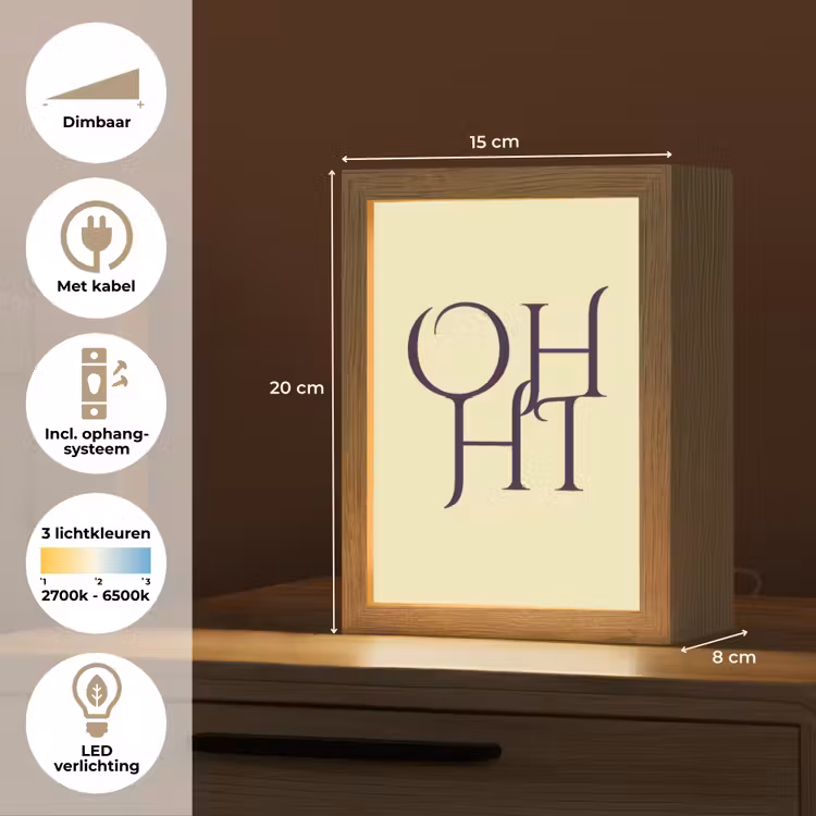 Oh hi - Geel - Monogram Light Box met kabel (Tafellamp) klein -USP_NL