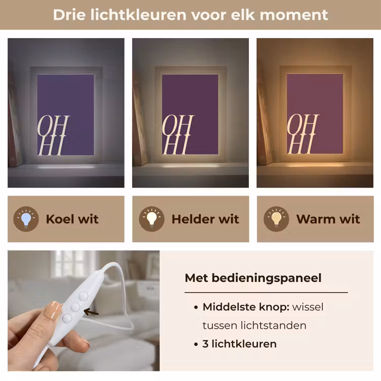 Oh hi - Paars - Cursief Light Box met kabel (Tafellamp) klein -USP_lichtkleurNL