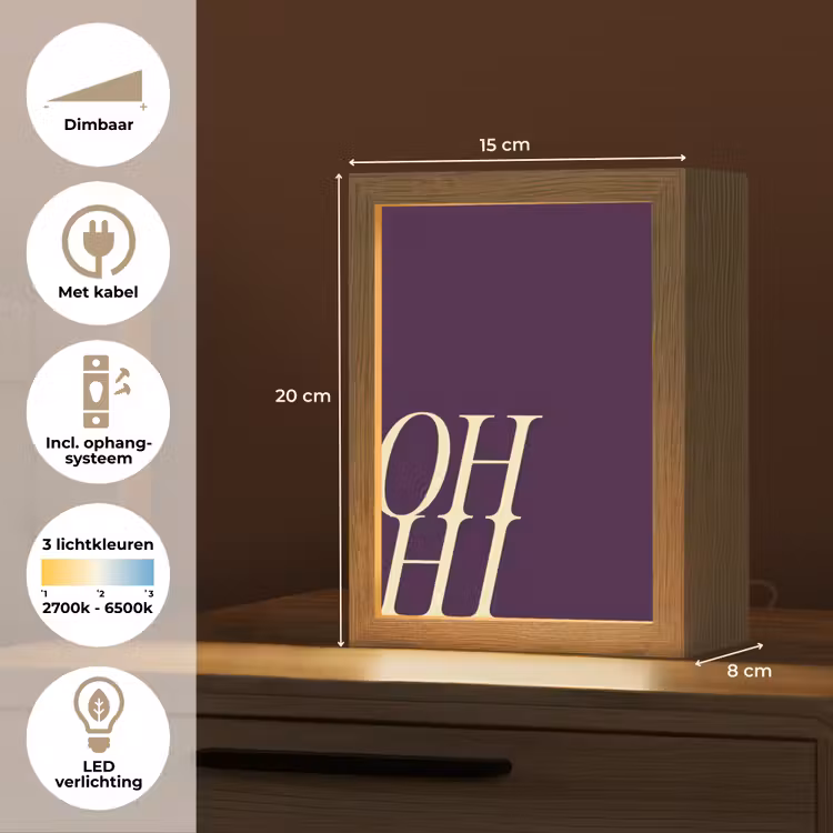 Oh hi - Paars - Cursief Light Box met kabel (Tafellamp) klein -USP_NL