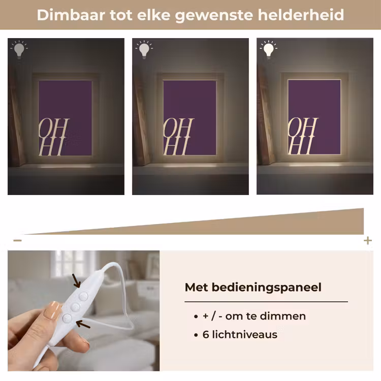 Oh hi - Paars - Cursief Light Box met kabel (Tafellamp) klein -USP_dimbaarNL