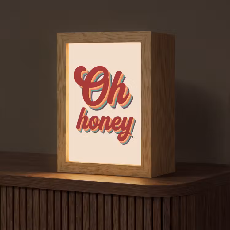 Oh honey - Rood - Schaduw Light Box met kabel (Tafellamp) klein -z3d_website
