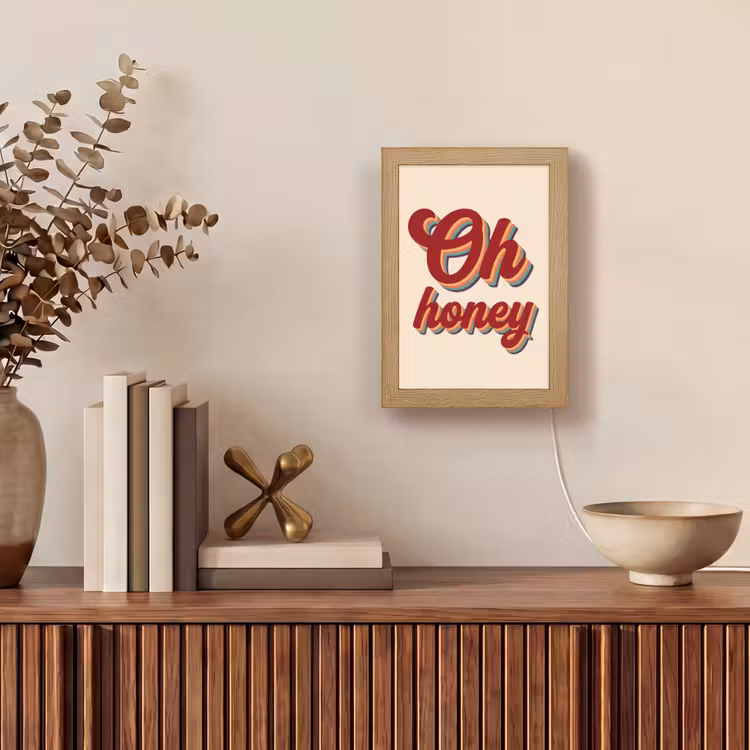 Oh honey - Rood - Schaduw Light Box met kabel (Tafellamp) klein -sfeer2