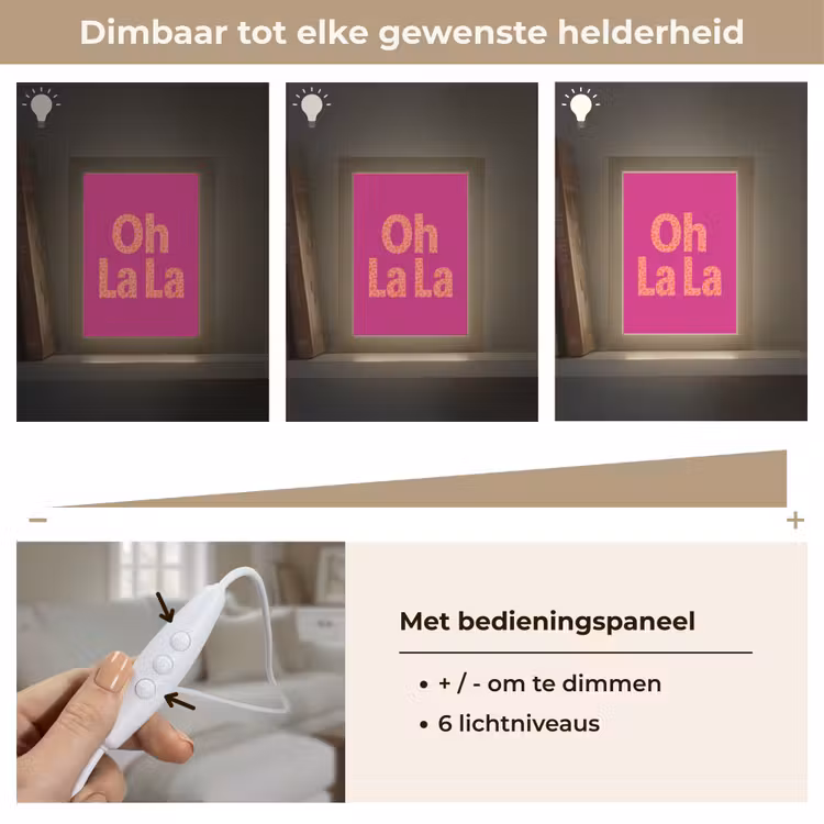 Oh la la - Luipaardprint - Roze Light Box met kabel (Tafellamp) klein -USP_dimbaarNL