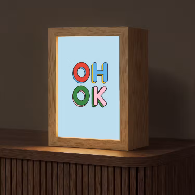 Oh ok - Blauw - Kleurrijk Light Box met kabel (Tafellamp) klein -z3d_website