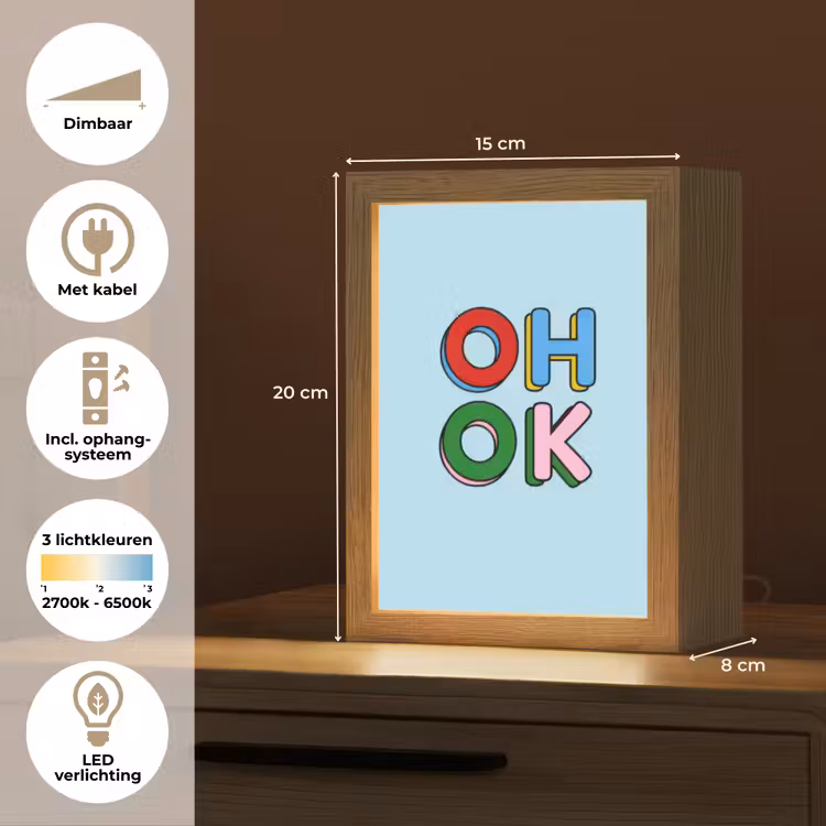 Oh ok - Blauw - Kleurrijk Light Box met kabel (Tafellamp) klein -USP_NL