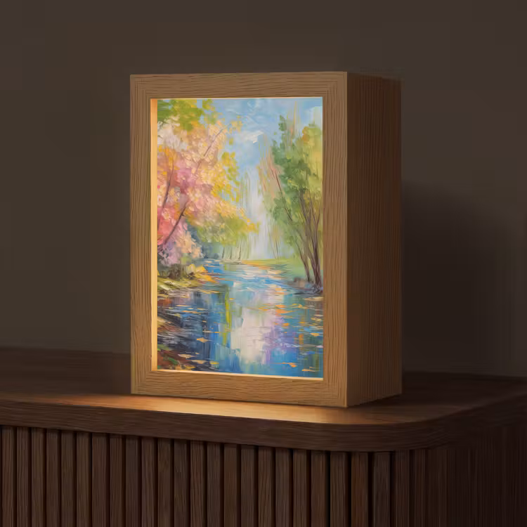 Olieverf - Landschap - Natuur - Kleurrijk Light Box met kabel (Tafellamp) klein -z3d_website