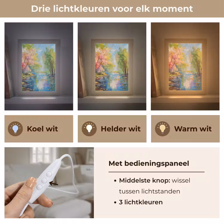 Olieverf - Landschap - Natuur - Kleurrijk Light Box met kabel (Tafellamp) klein -USP_lichtkleurNL