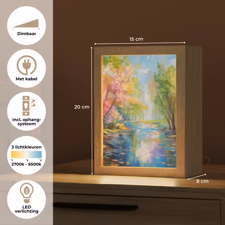 Olieverf - Landschap - Natuur - Kleurrijk Light Box met kabel (Tafellamp) klein -USP_NL