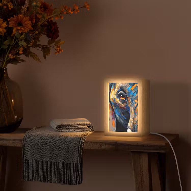 Olifant - Kunst - Dieren Light Box met kabel (Tafellamp) klein -sfeer4