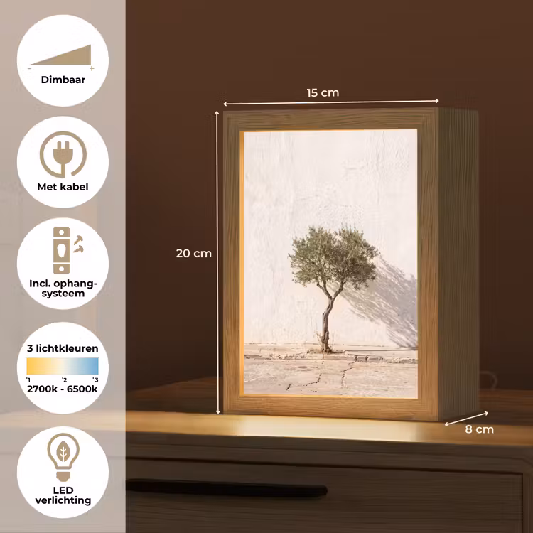 Tafellamp - Olijfboom - muur - wit - Olijfboom - muur - wit Light Box met kabel (Tafellamp) klein