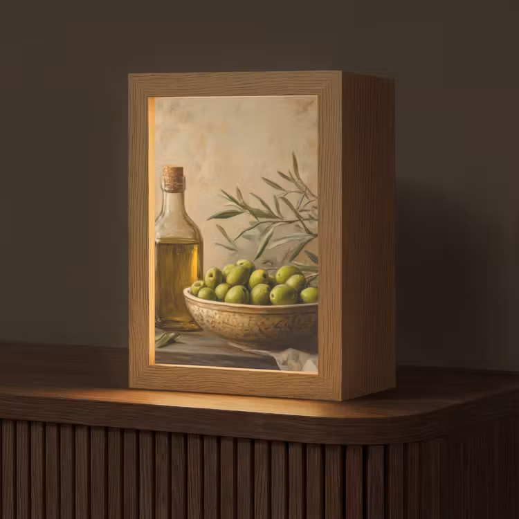 Olijven - Stilleven - Vintage Light Box met kabel (Tafellamp) klein -z3d_website