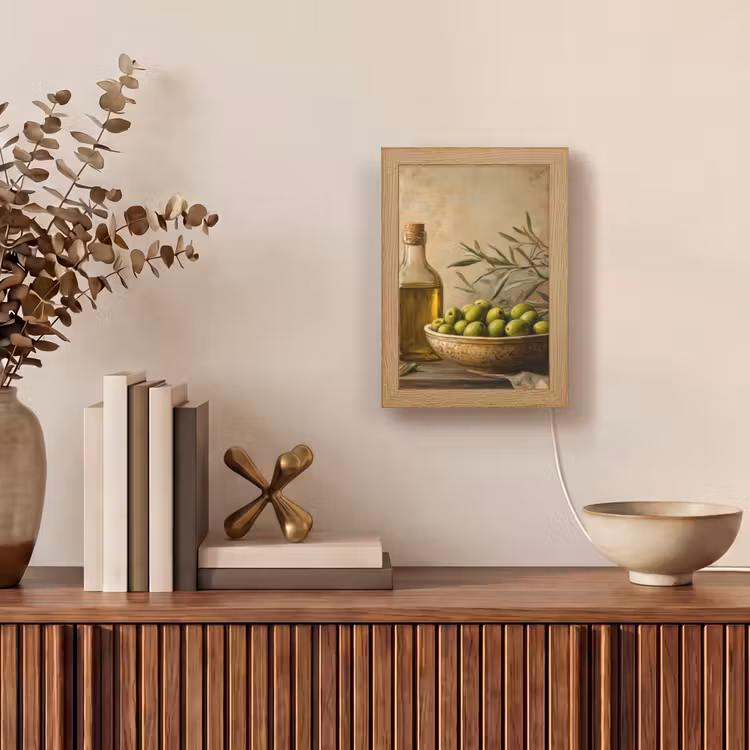 Olijven - Stilleven - Vintage Light Box met kabel (Tafellamp) klein -sfeer2
