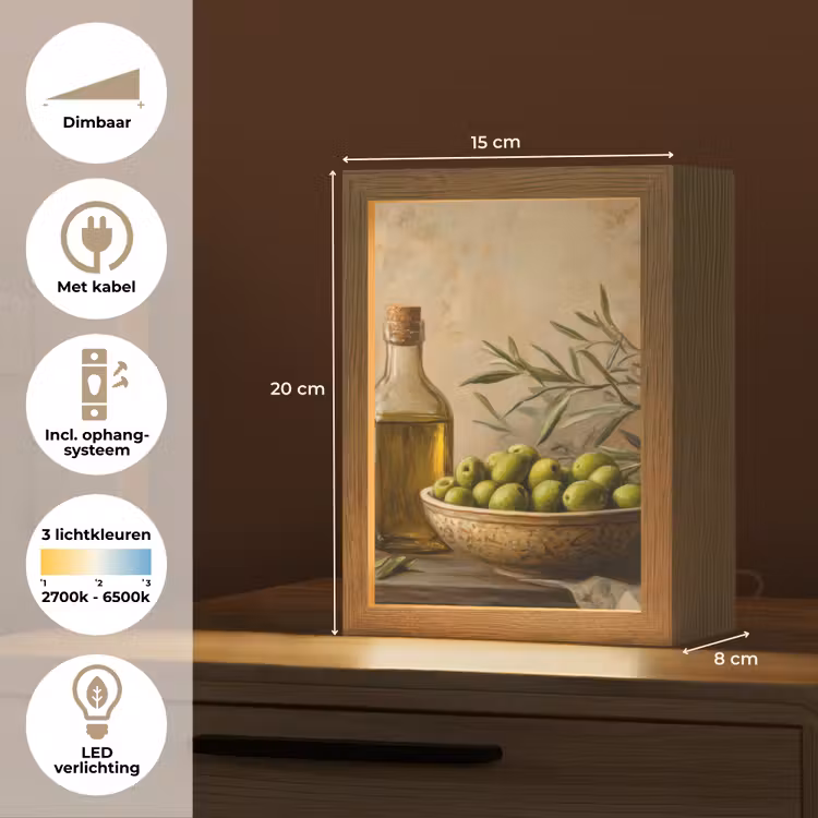 Olijven - Stilleven - Vintage Light Box met kabel (Tafellamp) klein -USP_NL