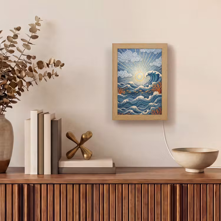 Onderwater - Koraal - Vis - Natuur - Kunst Light Box met kabel (Tafellamp) klein -sfeer2