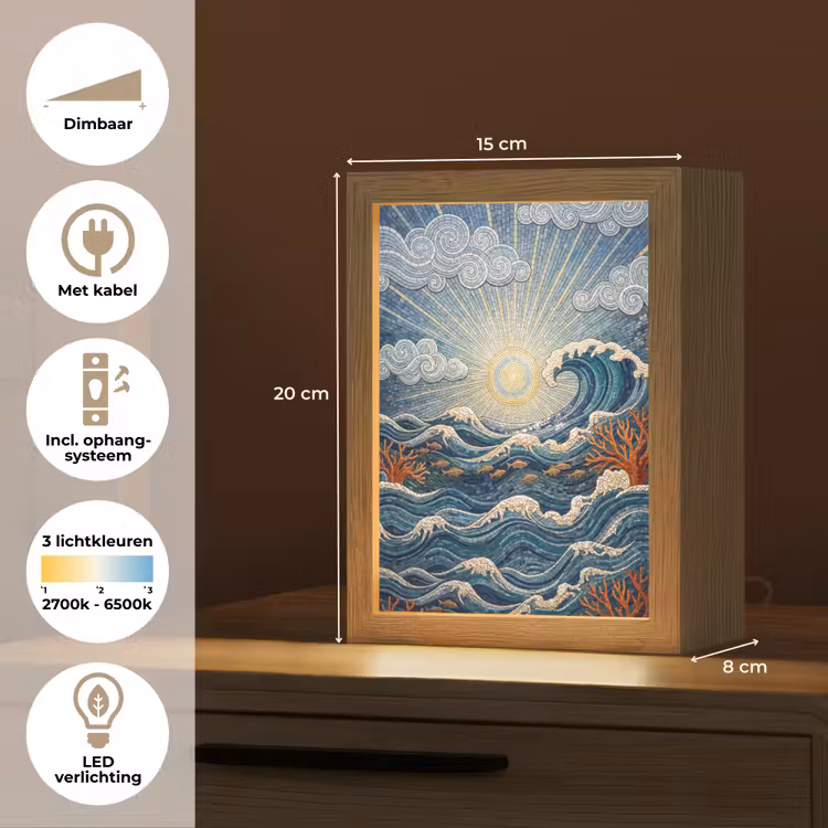 Onderwater - Koraal - Vis - Natuur - Kunst Light Box met kabel (Tafellamp) klein -USP_NL