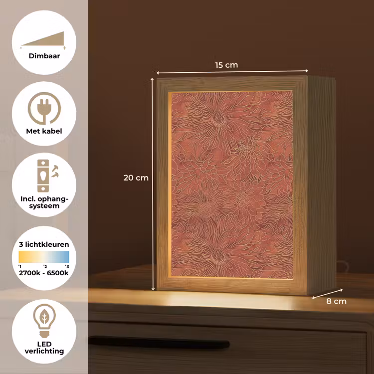 Oosters - Bloemen - Terracotta Light Box met kabel (Tafellamp) klein 925 -USP_NL
