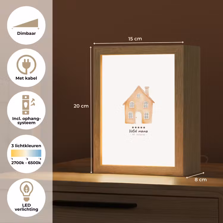 Oranje - Huisje - Quote - Hotel Light Box met kabel (Tafellamp) klein -USP_NL