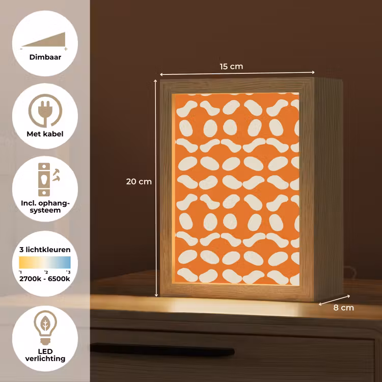 Oranje - Organische vormen - Wit Light Box met kabel (Tafellamp) klein 925 -USP_NL