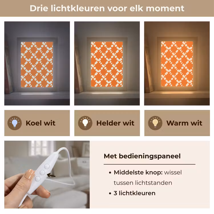 Oranje - Ruitpatroon - Wit Light Box met kabel (Tafellamp) klein 925 -USP_lichtkleurNL