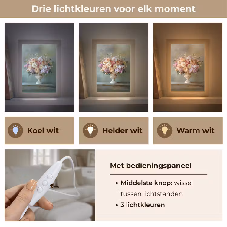 Orchidee - Boeket - Vaas - Bloemen Light Box met kabel (Tafellamp) klein -USP_lichtkleurNL