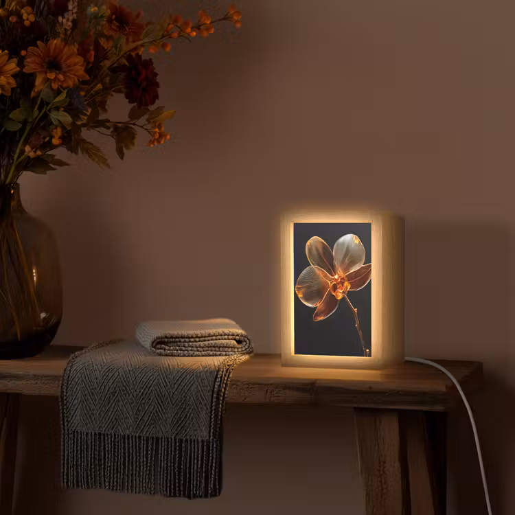 Orchidee - Doorzichtig - Bloem Light Box met kabel (Tafellamp) klein -sfeer4