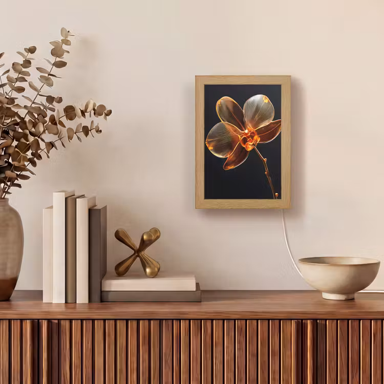 Orchidee - Doorzichtig - Bloem Light Box met kabel (Tafellamp) klein -sfeer2