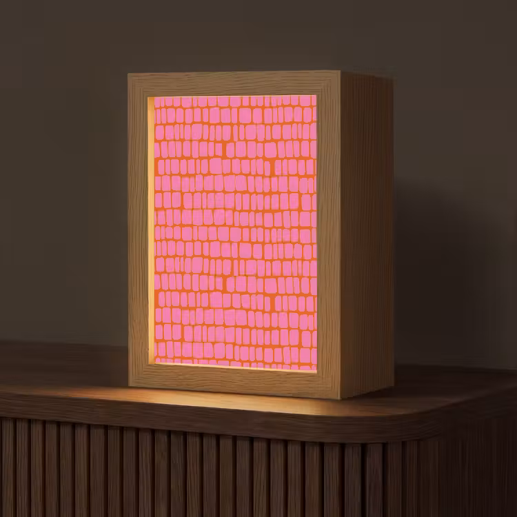 Organisch - Raster - Roze Light Box met kabel (Tafellamp) klein 925 -z3d_website