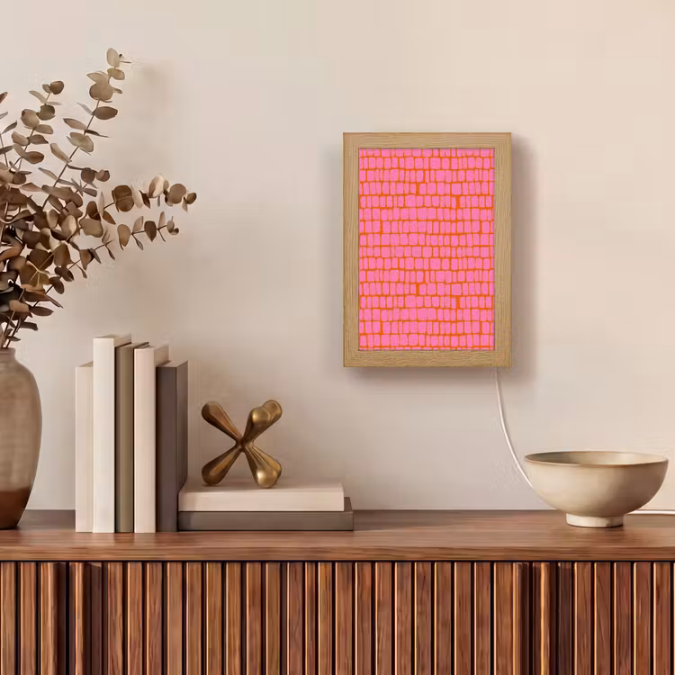 Organisch - Raster - Roze Light Box met kabel (Tafellamp) klein 925 -sfeer2