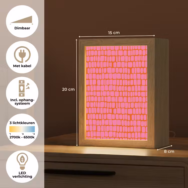 Organisch - Raster - Roze Light Box met kabel (Tafellamp) klein 925 -USP_NL