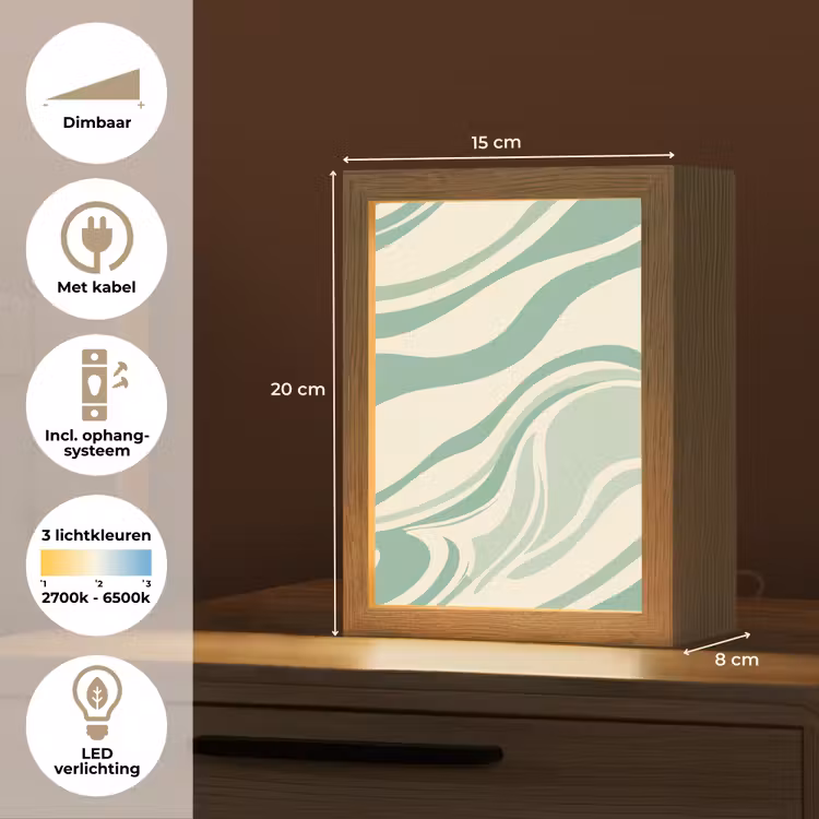 Organische lijnen - Mintgroen - Marmer Light Box met kabel (Tafellamp) klein -USP_NL