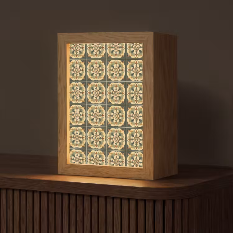 Ornament - Patroon - Groen Light Box met kabel (Tafellamp) klein 925 -z3d_website