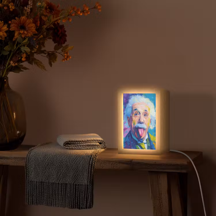 Oude man - Expressief - Kleurrijk Light Box met kabel (Tafellamp) klein -sfeer4