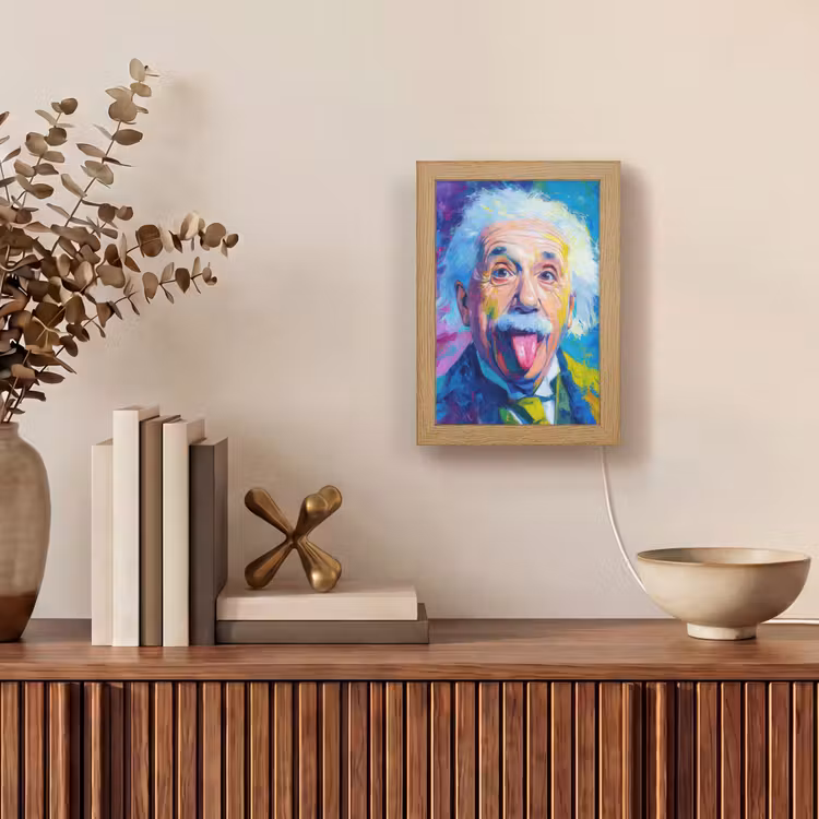 Oude man - Expressief - Kleurrijk Light Box met kabel (Tafellamp) klein -sfeer2