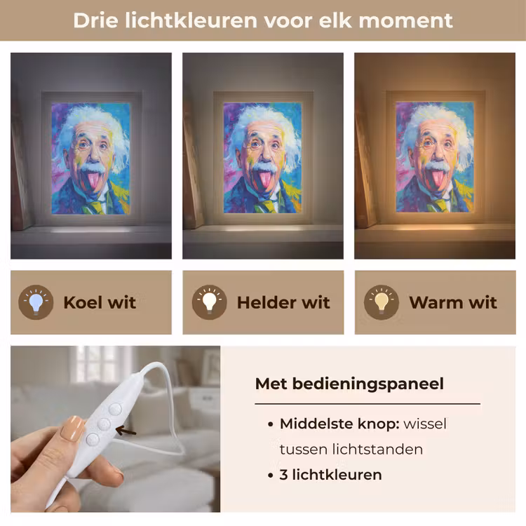 Oude man - Expressief - Kleurrijk Light Box met kabel (Tafellamp) klein -USP_lichtkleurNL