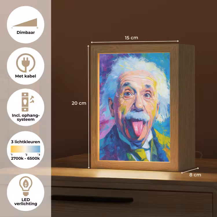 Oude man - Expressief - Kleurrijk Light Box met kabel (Tafellamp) klein -USP_NL