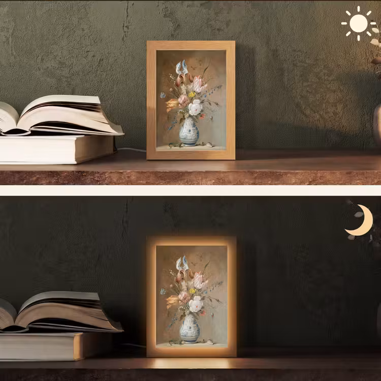Oude meesters - Bloemen - Balthasar van der Ast Light Box met kabel (Tafellamp) klein -sfeer3