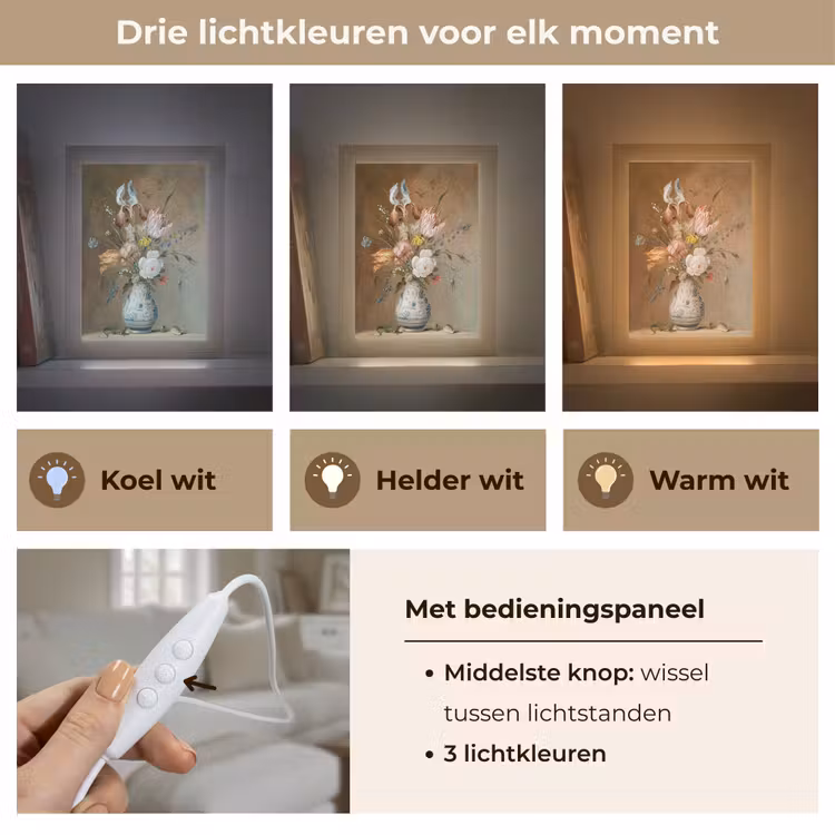 Oude meesters - Bloemen - Balthasar van der Ast Light Box met kabel (Tafellamp) klein -USP_lichtkleurNL