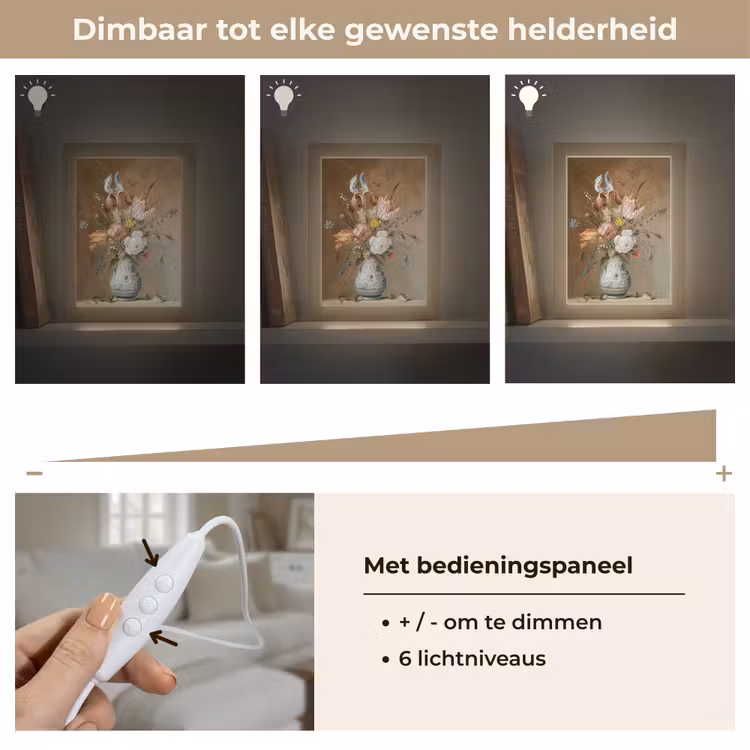 Oude meesters - Bloemen - Balthasar van der Ast Light Box met kabel (Tafellamp) klein -USP_dimbaarNL
