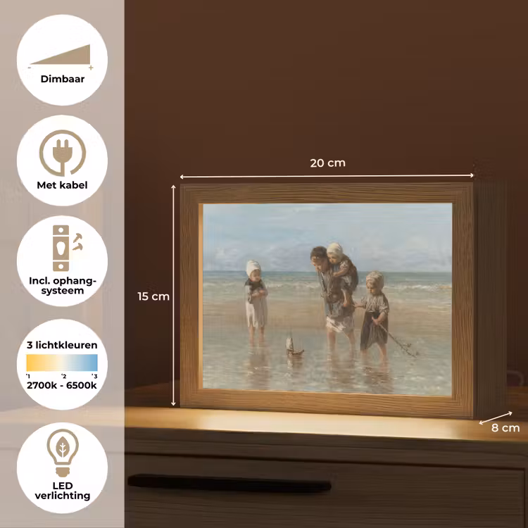 Oude meesters - Kunst - Kinderen der zee - Jozef Israëls Light Box met kabel (Tafellamp) klein -USP_NL