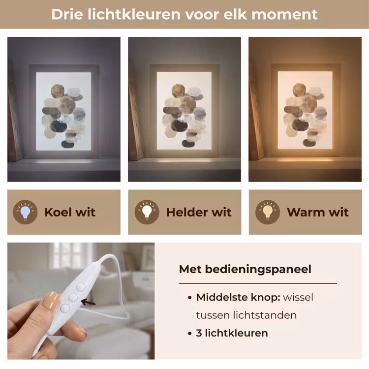 Ovaal - Kleurvlakken - Penseelstreken Light Box met kabel (Tafellamp) klein -USP_lichtkleurNL