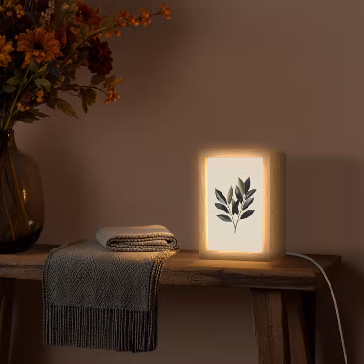 Ovaal - Olijfgroen - Simpel Light Box met kabel (Tafellamp) klein -sfeer4