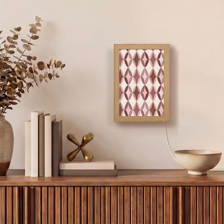 Ovaal - Textuur - Roze Light Box met kabel (Tafellamp) klein 925 -sfeer2