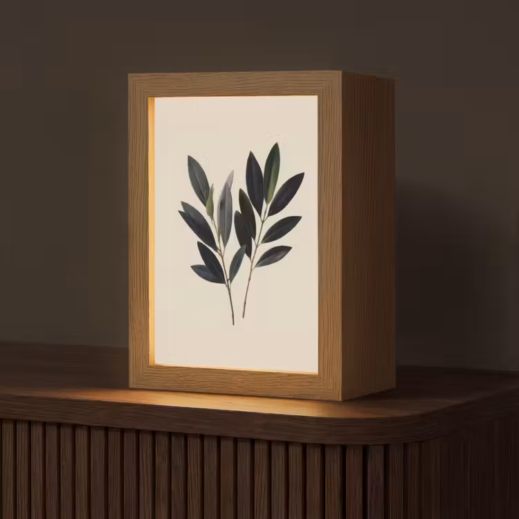 Ovaalvormige bladeren - Diep groen - Symmetrisch Light Box met kabel (Tafellamp) klein -z3d_website