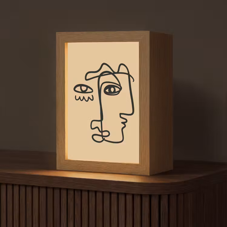 Overlappende profielen - Lichtbruin - Zwart Light Box met kabel (Tafellamp) klein -z3d_website