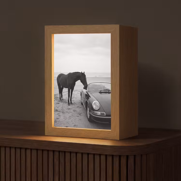 Paard - Auto - Zwart - Wit Light Box met kabel (Tafellamp) klein -z3d_website