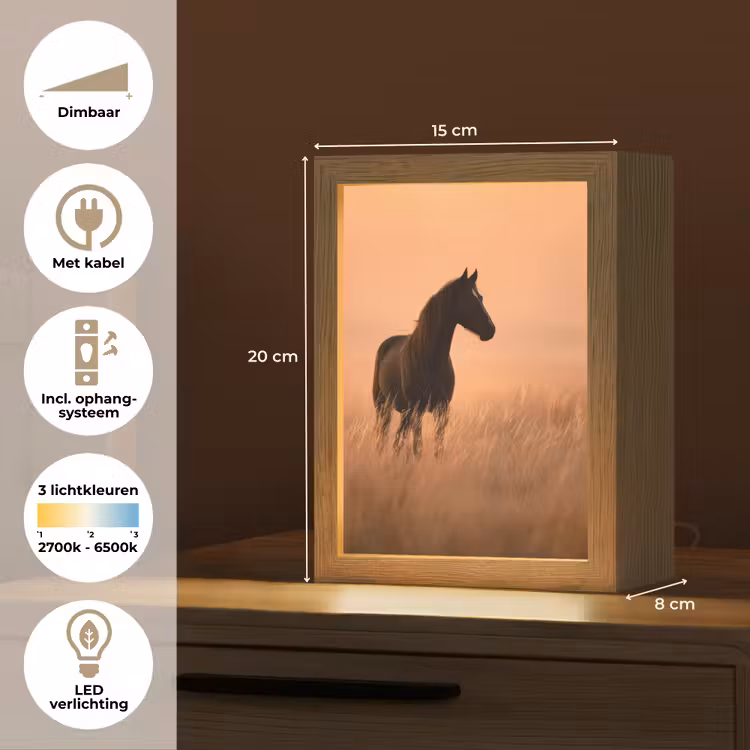 Paard - Grasveld - Zonsondergang Light Box met kabel (Tafellamp) klein -USP_NL
