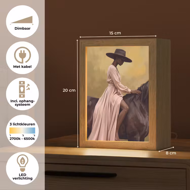 Paard - Klassiek - Oker Light Box met kabel (Tafellamp) klein -USP_NL